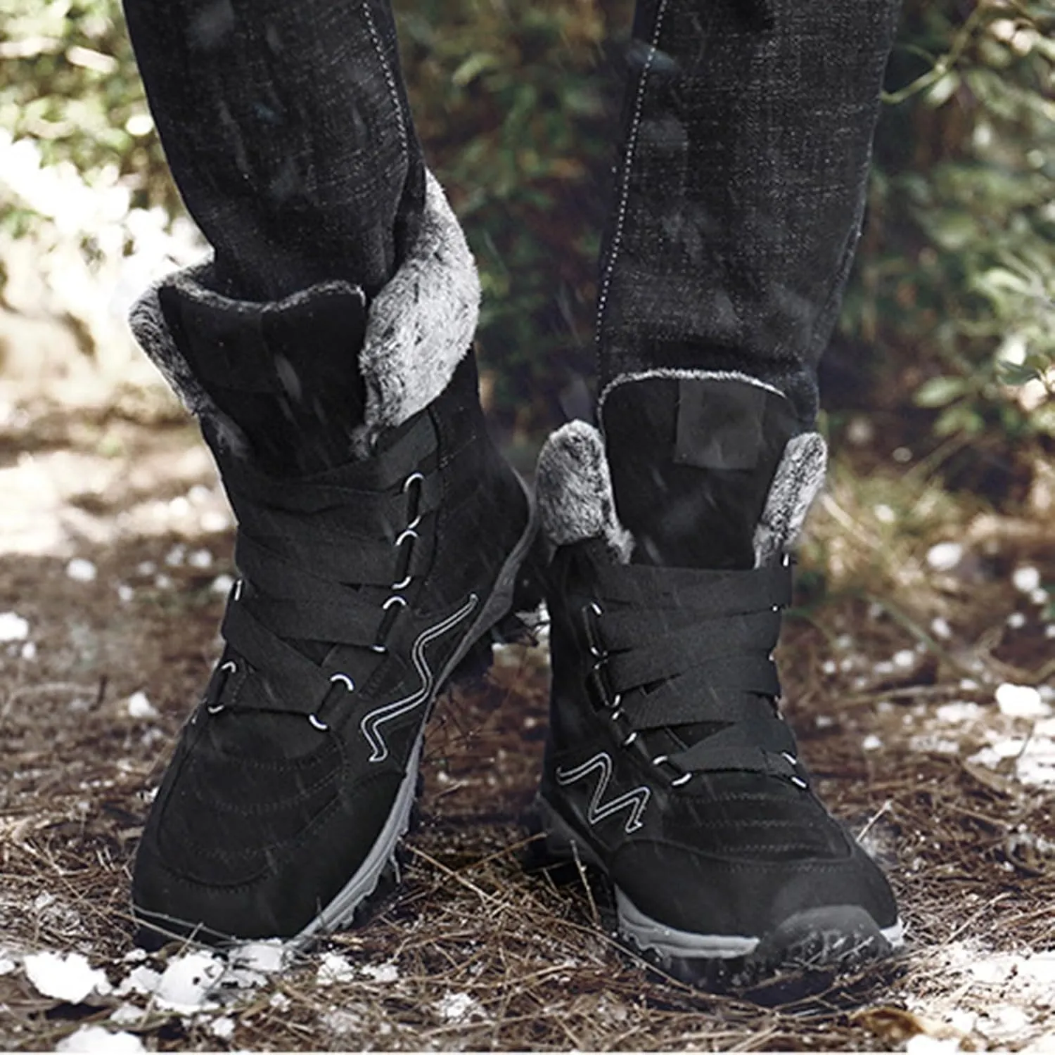 Snow Boots Hiking Men High Top Snow Boots Fashion Casual Women Snow Boots Winter Walking Shoes for Men