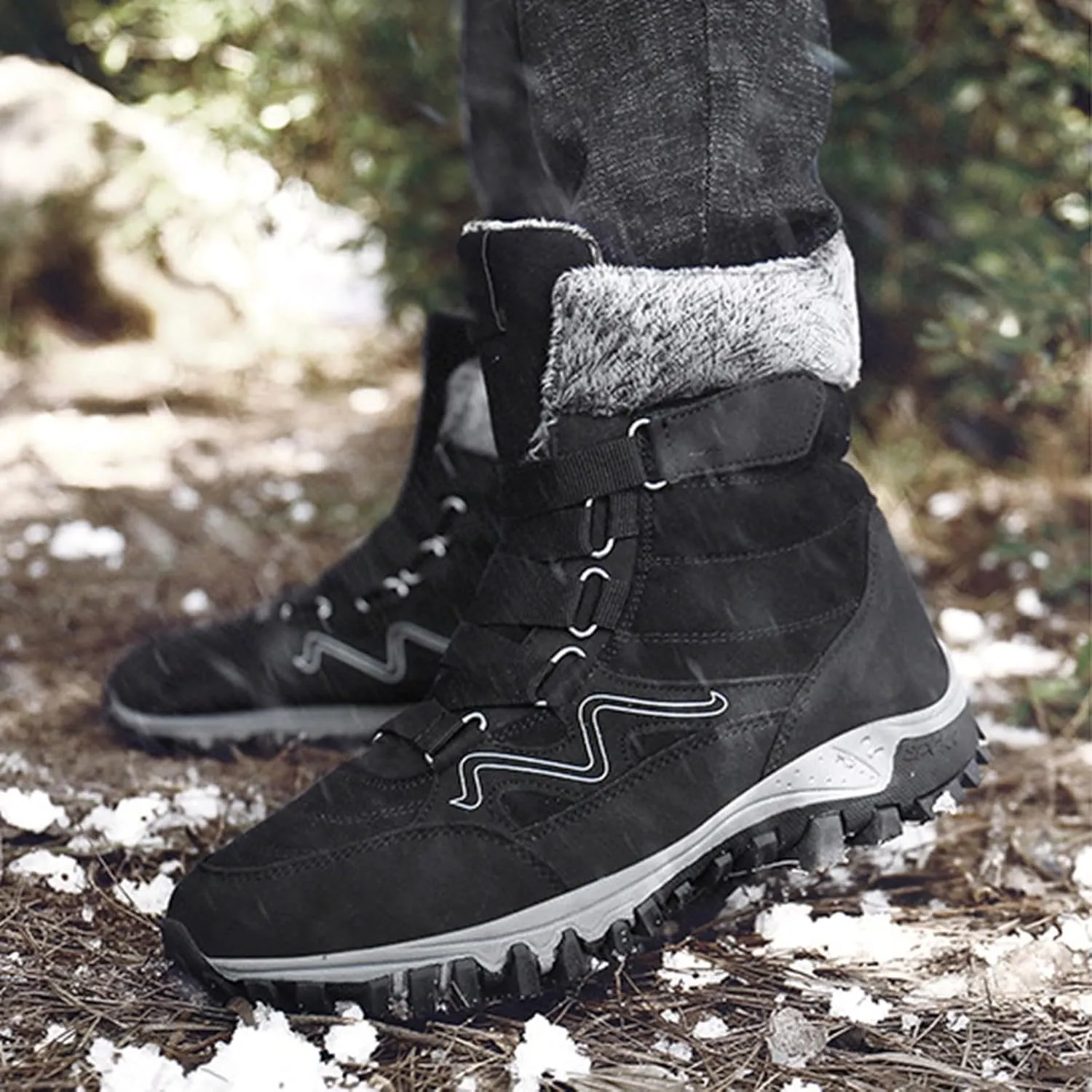 Snow Boots Hiking Men High Top Snow Boots Fashion Casual Women Snow Boots Winter Walking Shoes for Men