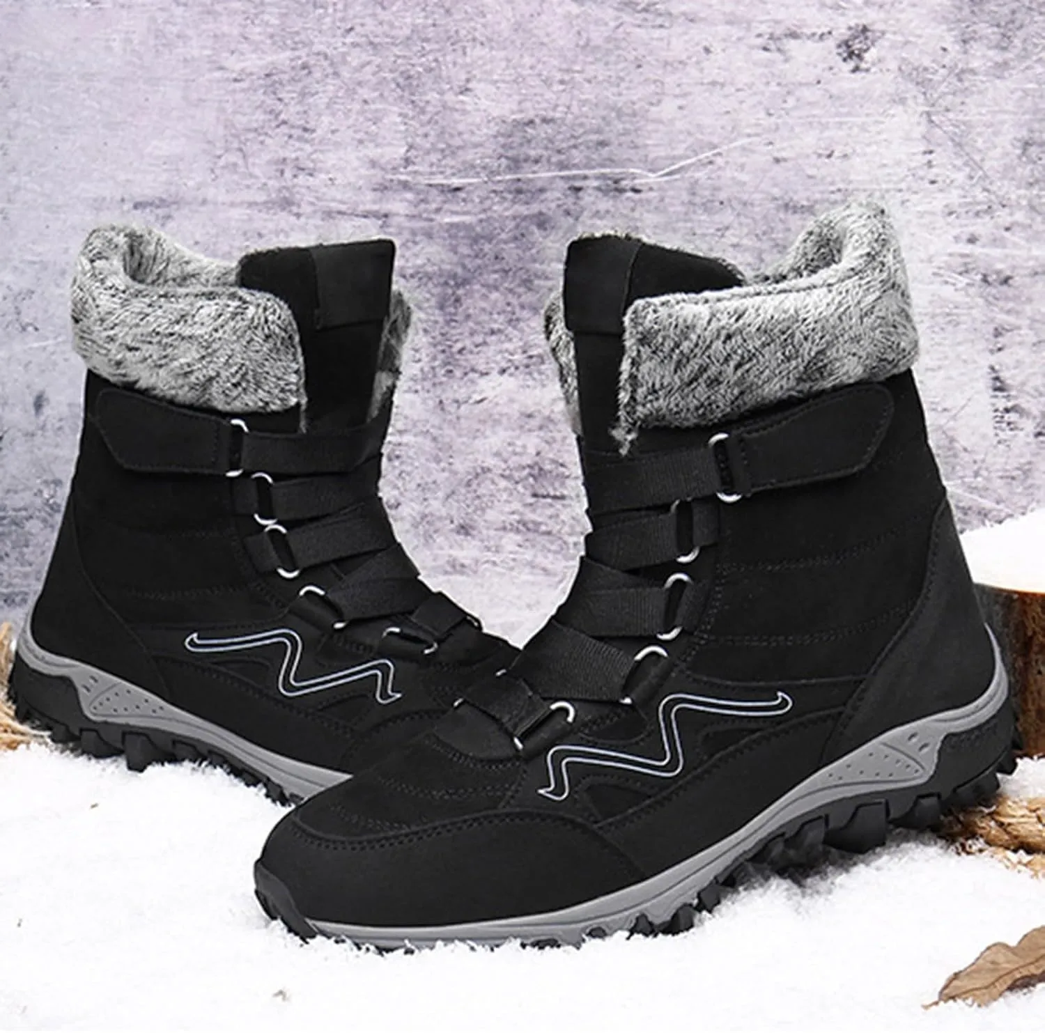 Snow Boots Hiking Men High Top Snow Boots Fashion Casual Women Snow Boots Winter Walking Shoes for Men