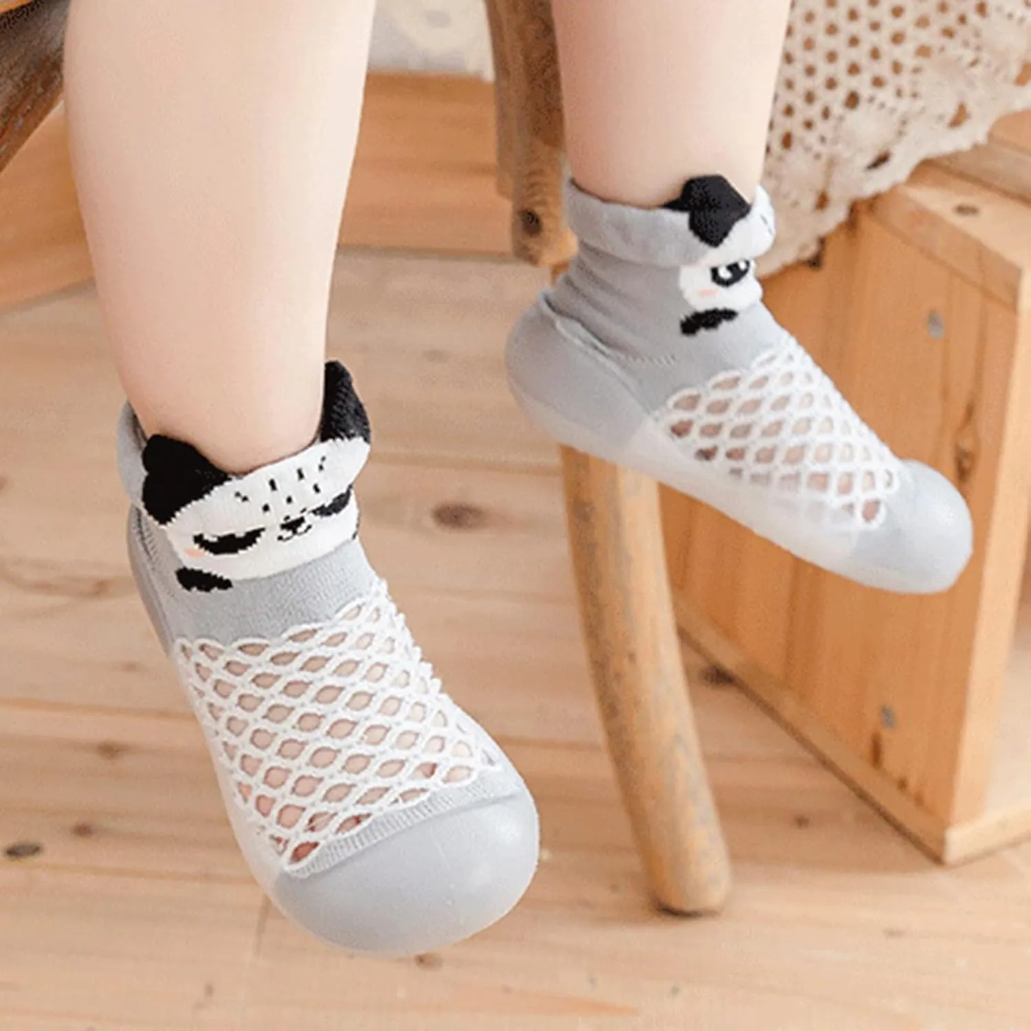 Sock Shoes Toddler Infant Boys Girls Animal Prints Cartoon Socks Shoes Toddler Breathable Mesh The Floor Black Shoes