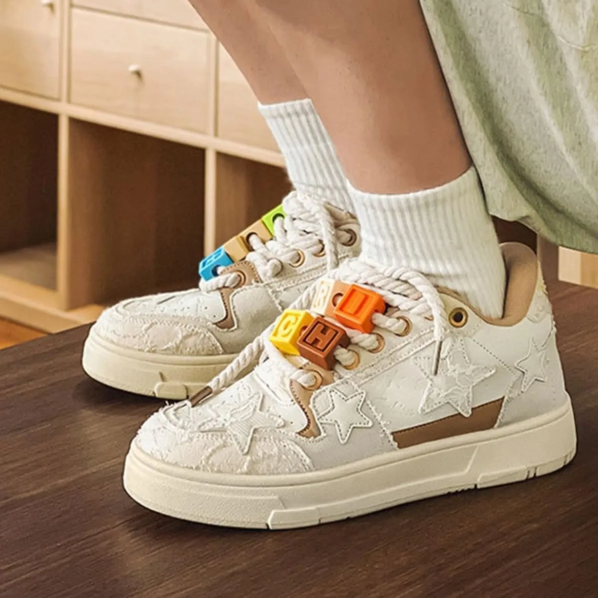 Star Chunky Sneakers for Women & Girls Cute Y2K Walking Shoes Thick Sole Travel & Gift