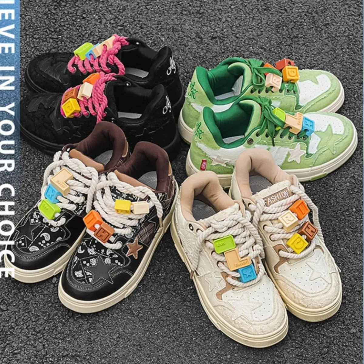 Star Chunky Sneakers for Women & Girls Cute Y2K Walking Shoes Thick Sole Travel & Gift
