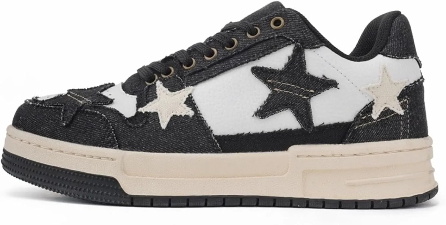 Star Retro Y2k Chunky Sneakers for Women and Girls Cute Breathable Aesthetic Casual Walking Shoes for Tennis Exercise