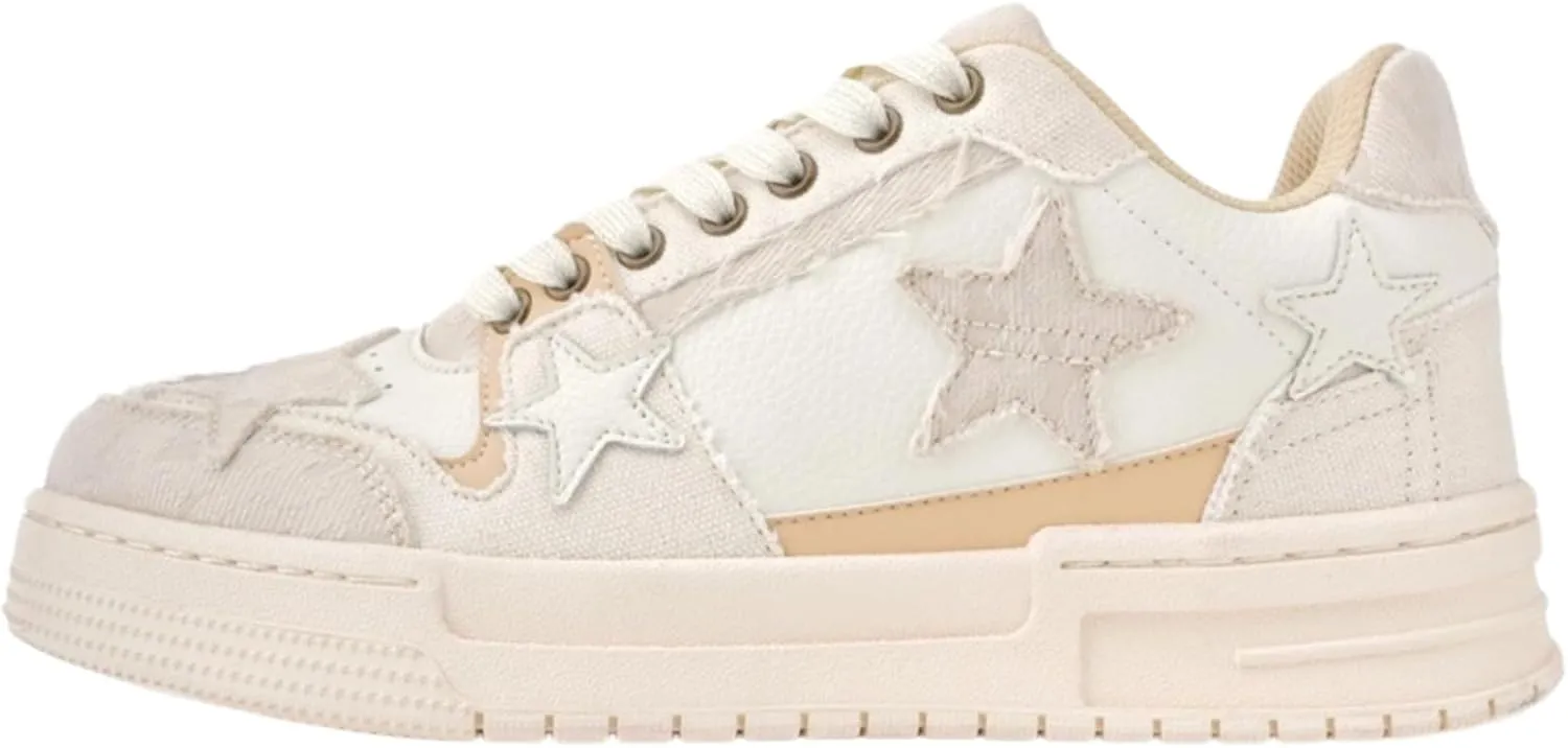 Star Retro Y2k Chunky Sneakers for Women and Girls Cute Breathable Aesthetic Casual Walking Shoes for Tennis Exercise