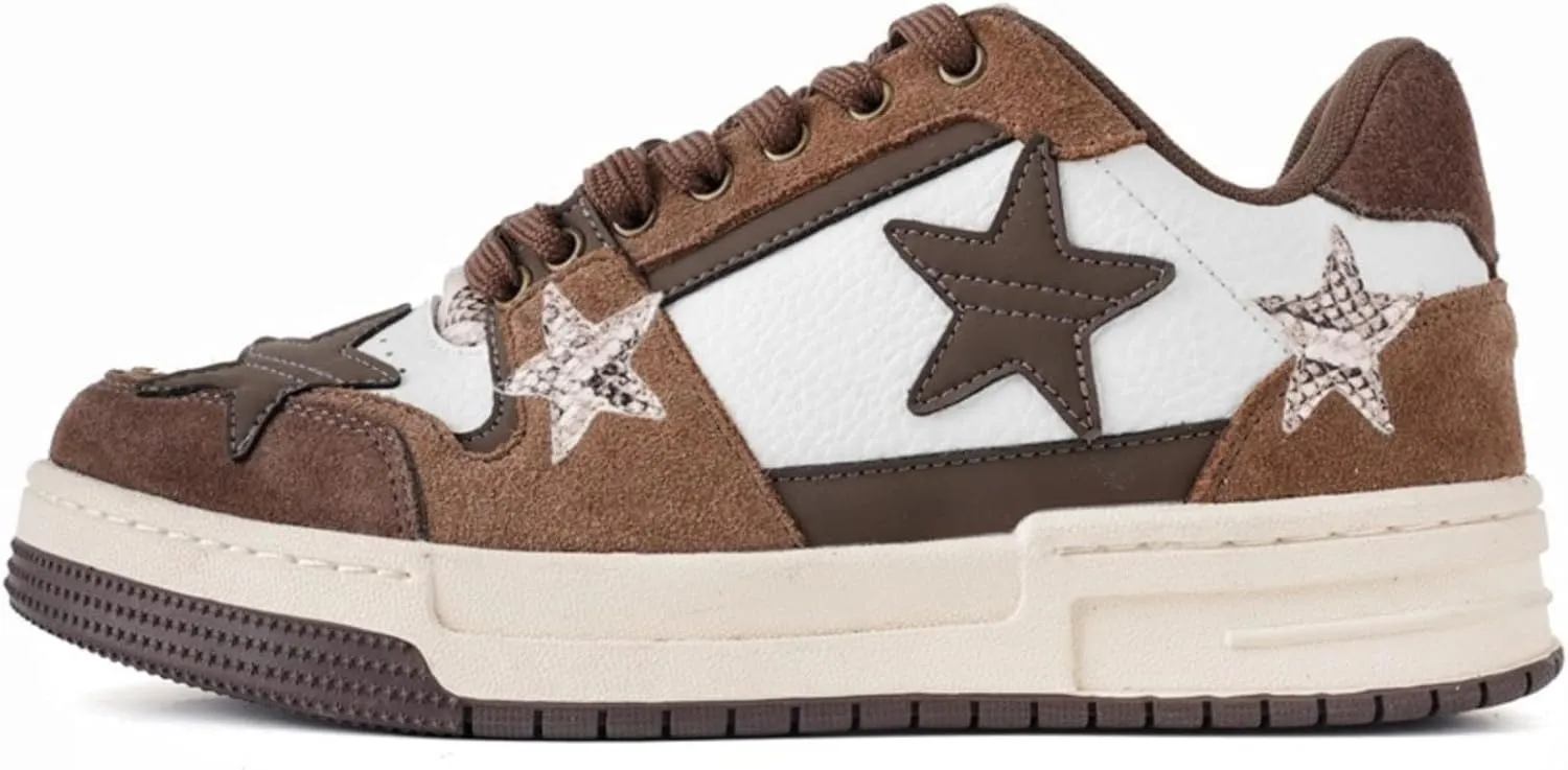 Star Retro Y2k Chunky Sneakers for Women and Girls Cute Breathable Aesthetic Casual Walking Shoes for Tennis Exercise