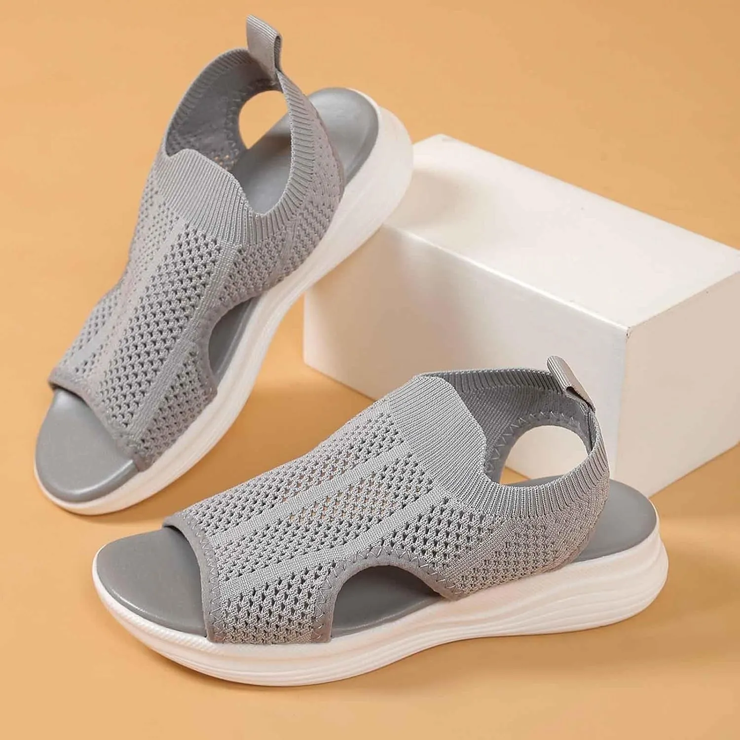 Stylish Women's Open Toe Sandals Breathable Mesh Summer Casual Shoes Comfortable Flat Sole For Daily Wear