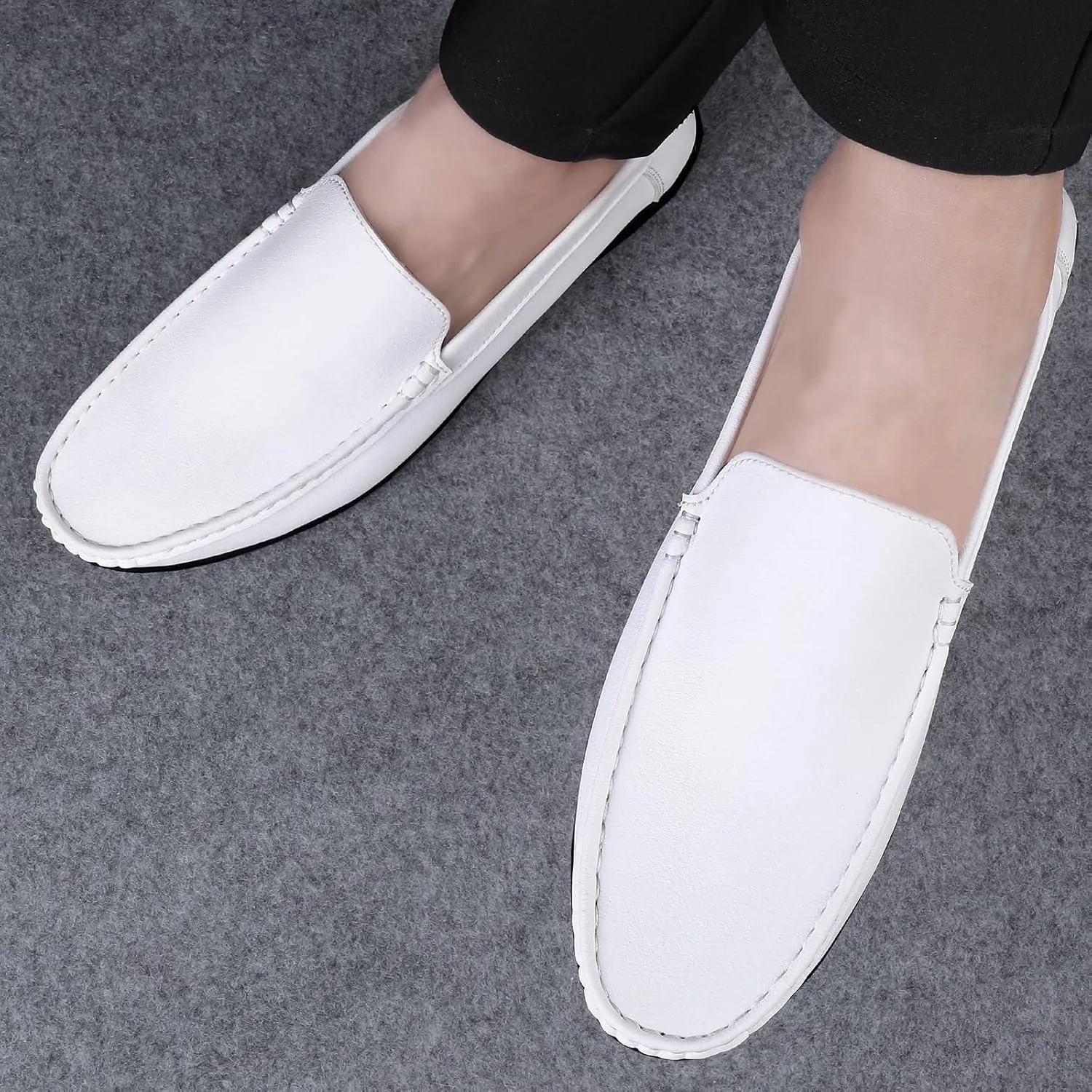 Summer Men Loafers Wedding Dress White Driving Moccasins Footwear Man Casual Shoes Leather Slip On Super Lightweight Male Shoes