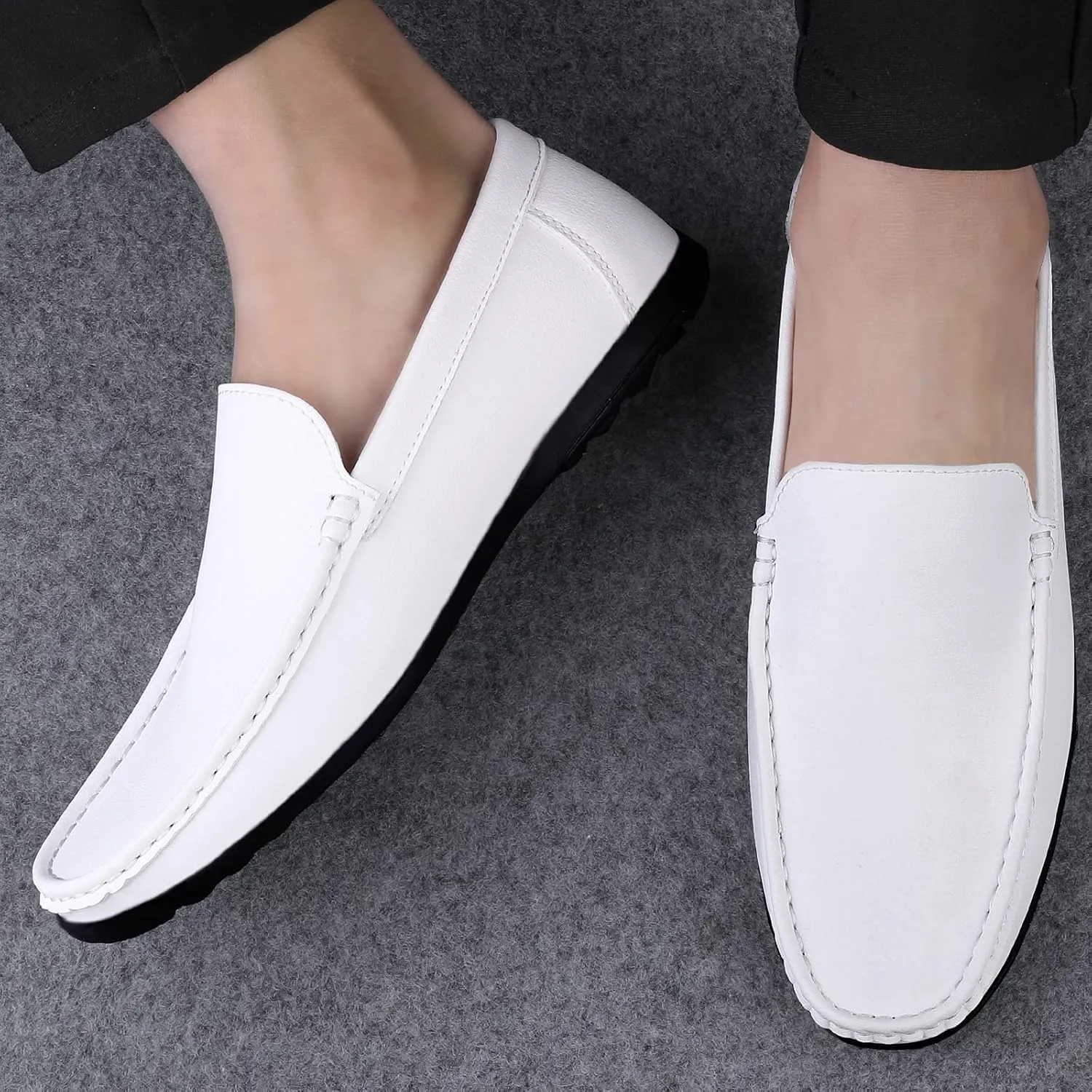 Summer Men Loafers Wedding Dress White Driving Moccasins Footwear Man Casual Shoes Leather Slip On Super Lightweight Male Shoes