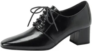 TinaCus Women's Genuine Leather Handmade Square Toe Low Heel Lace Up Oxford Pumps Shoes