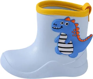 Toddler Baby Dinosaur Rain Boots Soft Rubber Non Slip Lightweight Slip On ??aterproof Rain Shoes Youth Boys Boots Size 8