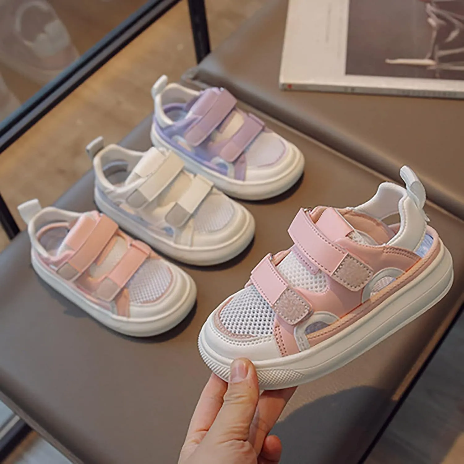 Toddler Boy Girl Closed Toe Quick-Dry Sandals Lightweight Breathable Summer Mesh Shoes Kids Non-Slip First Walking
