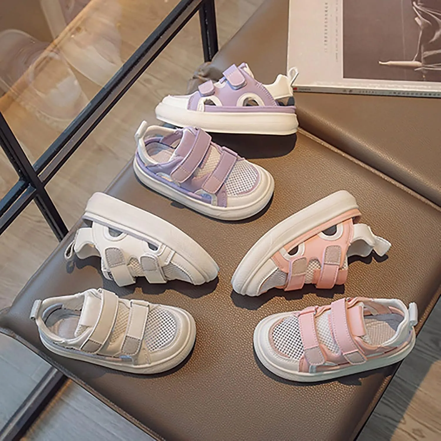 Toddler Boy Girl Closed Toe Quick-Dry Sandals Lightweight Breathable Summer Mesh Shoes Kids Non-Slip First Walking
