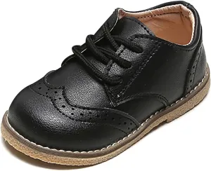 Toddler Boys Girls Dress Shoes Comfort Oxford Shoes Wedding Church Dress Shoes Lace Up Soft Leather School Uniform Loafer Flats