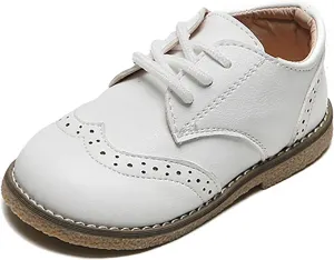 Toddler Boys Girls Dress Shoes Comfort Oxford Shoes Wedding Church Dress Shoes Lace Up Soft Leather School Uniform Loafer Flats