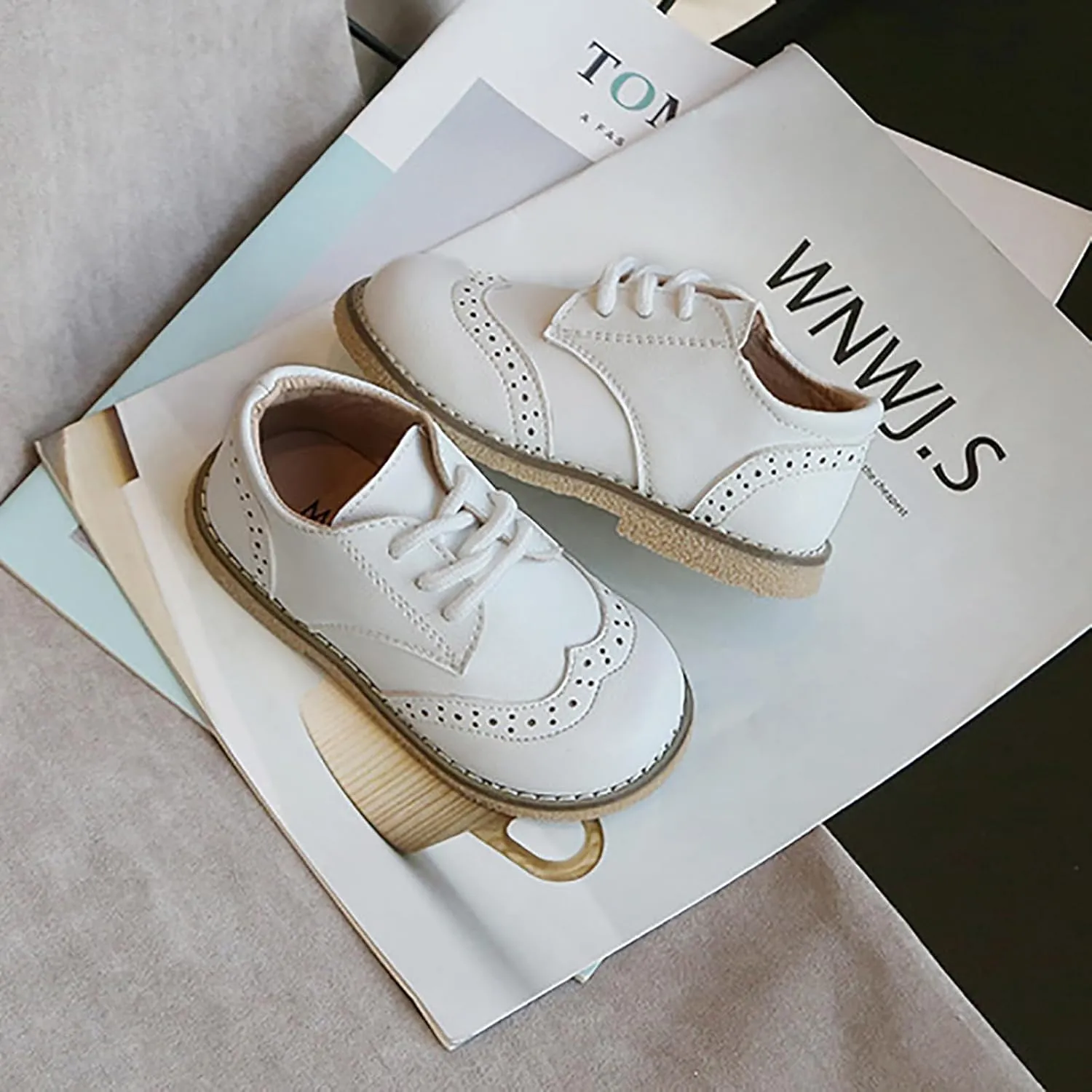 Toddler Boys Girls Dress Shoes Comfort Oxford Shoes Wedding Church Dress Shoes Lace Up Soft Leather School Uniform Loafer Flats