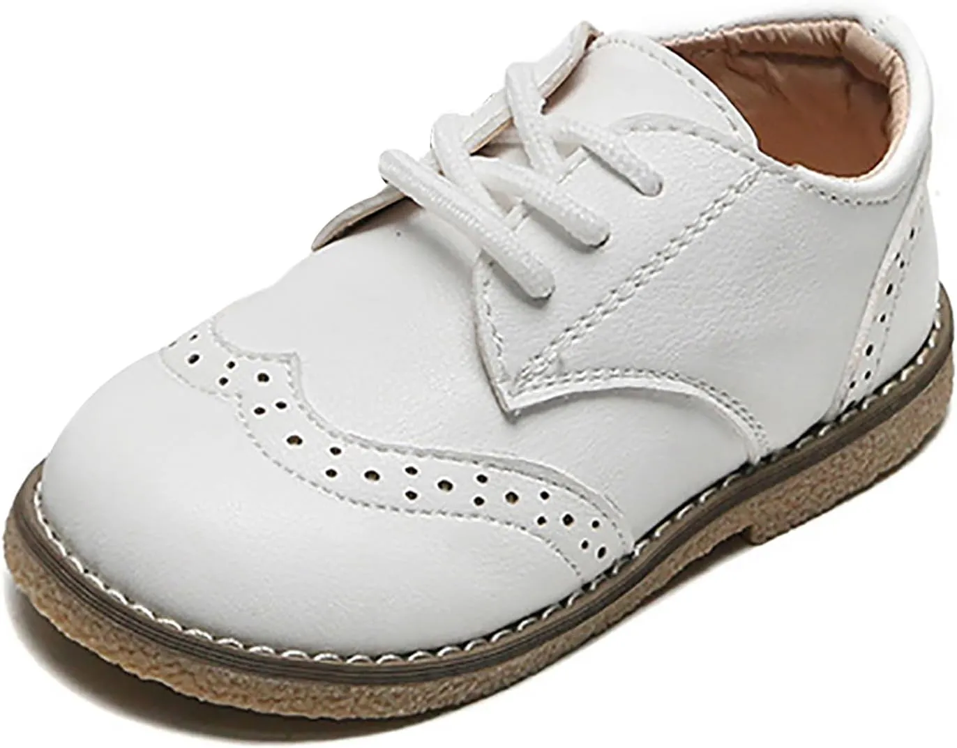 Toddler Boys Girls Dress Shoes Comfort Oxford Shoes Wedding Church Dress Shoes Lace Up Soft Leather School Uniform Loafer Flats
