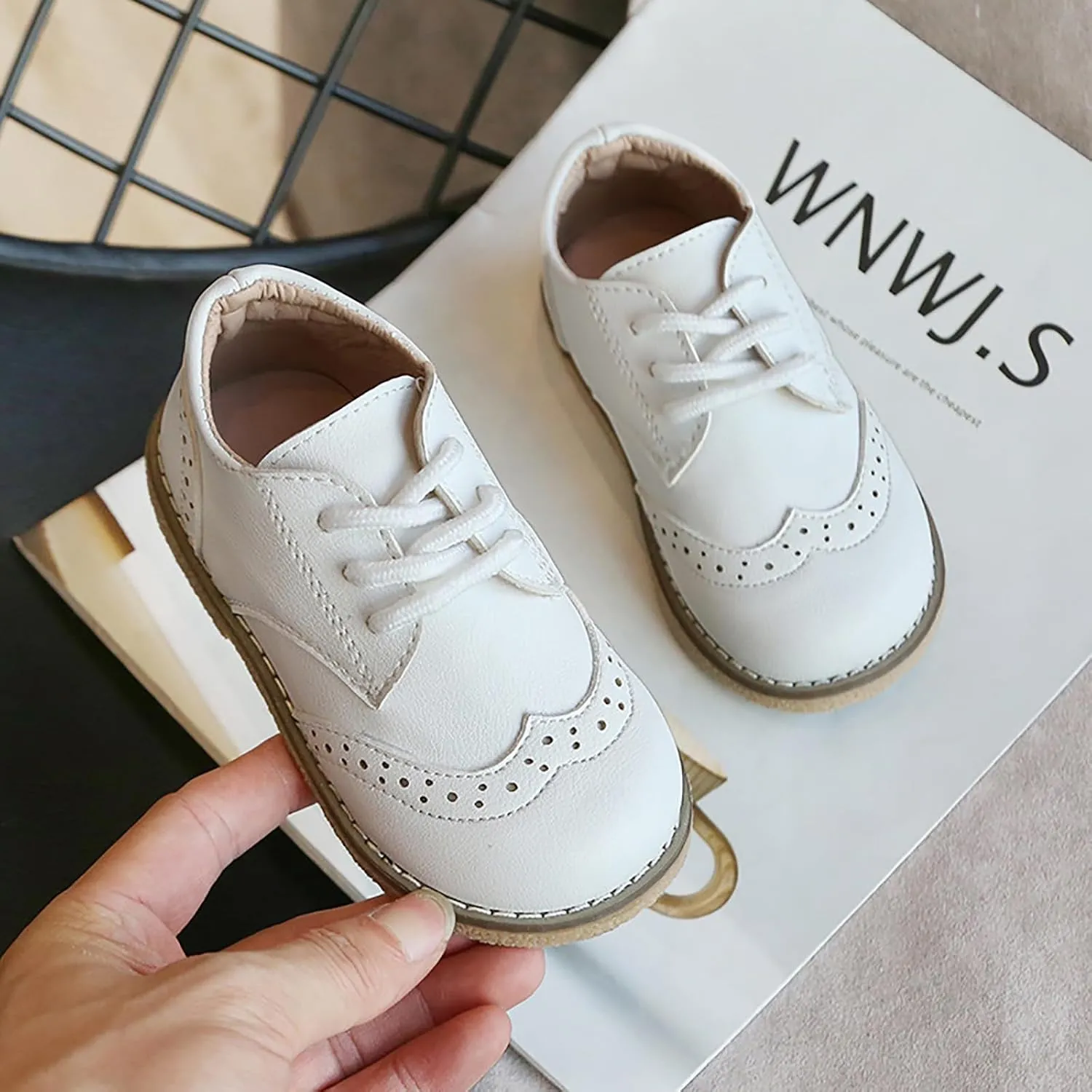 Toddler Boys Girls Dress Shoes Comfort Oxford Shoes Wedding Church Dress Shoes Lace Up Soft Leather School Uniform Loafer Flats