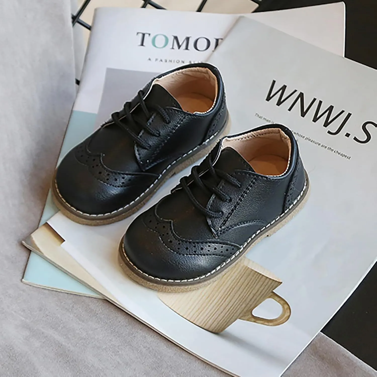 Toddler Boys Girls Dress Shoes Comfort Oxford Shoes Wedding Church Dress Shoes Lace Up Soft Leather School Uniform Loafer Flats