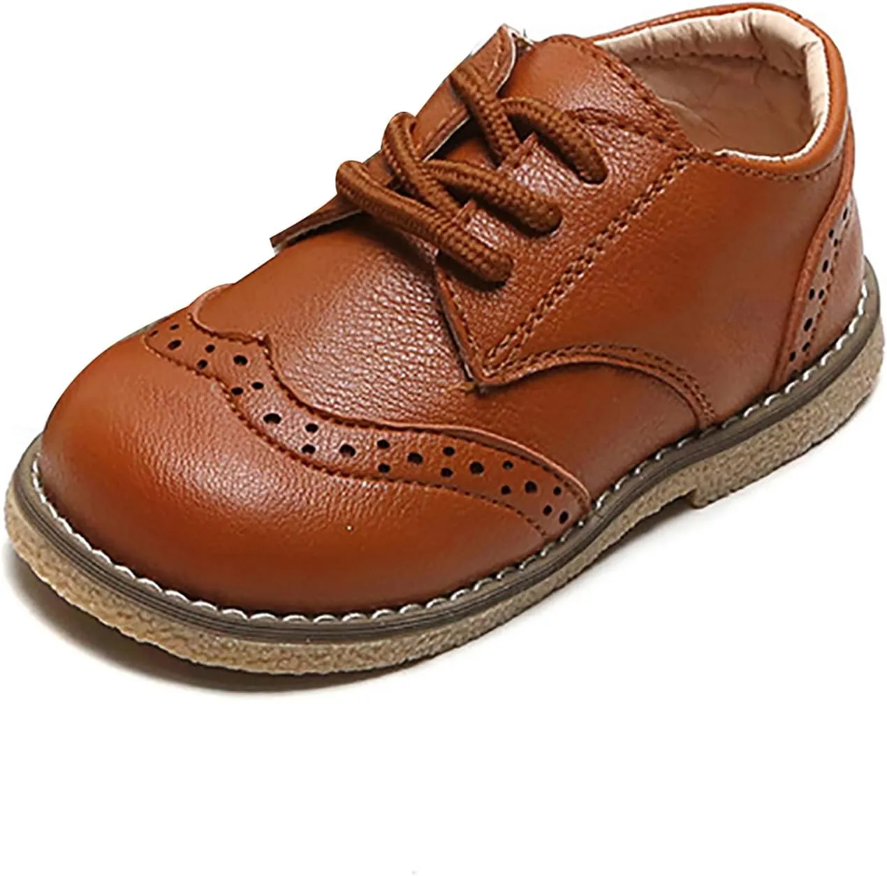 Toddler Boys Girls Dress Shoes Comfort Oxford Shoes Wedding Church Dress Shoes Lace Up Soft Leather School Uniform Loafer Flats