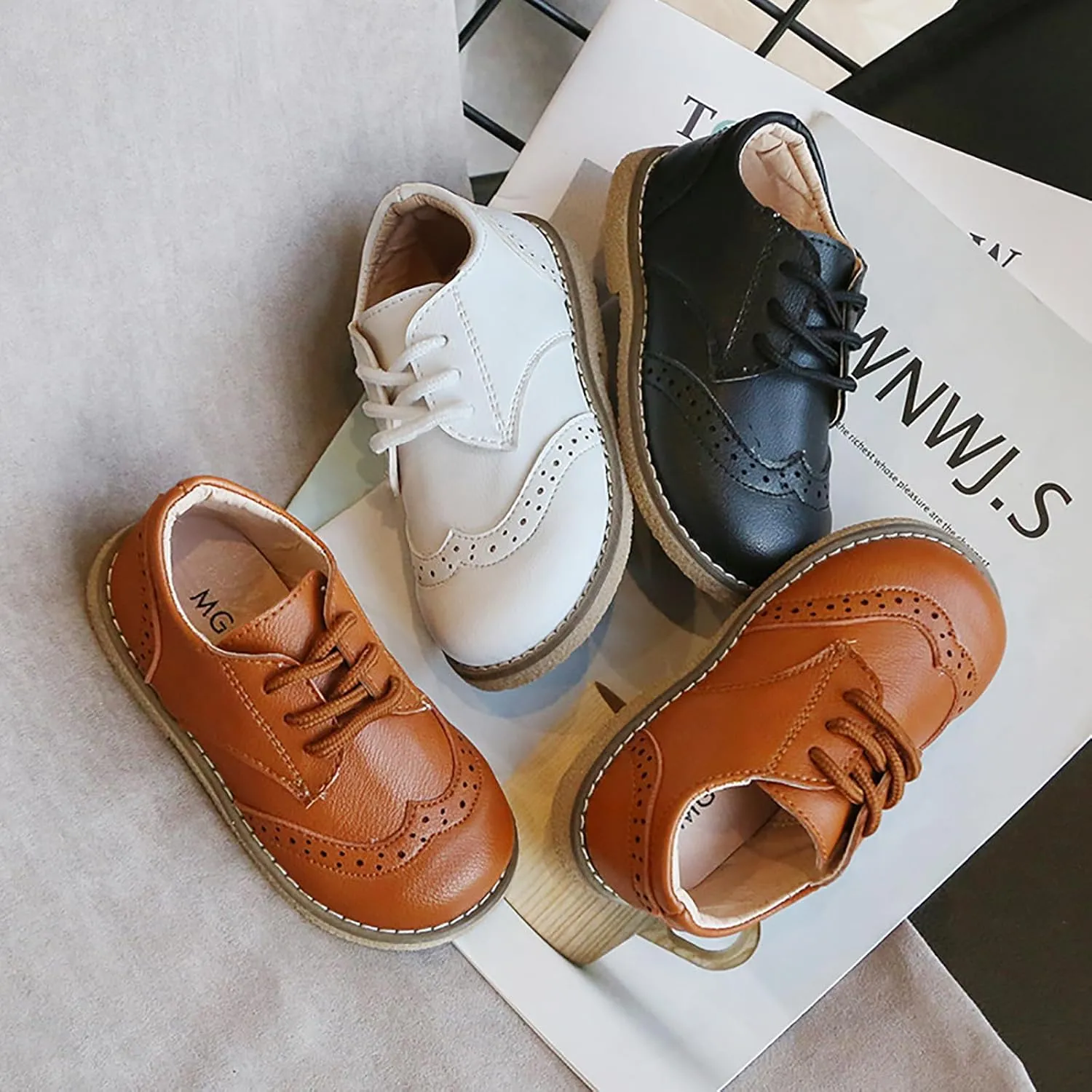 Toddler Boys Girls Dress Shoes Comfort Oxford Shoes Wedding Church Dress Shoes Lace Up Soft Leather School Uniform Loafer Flats