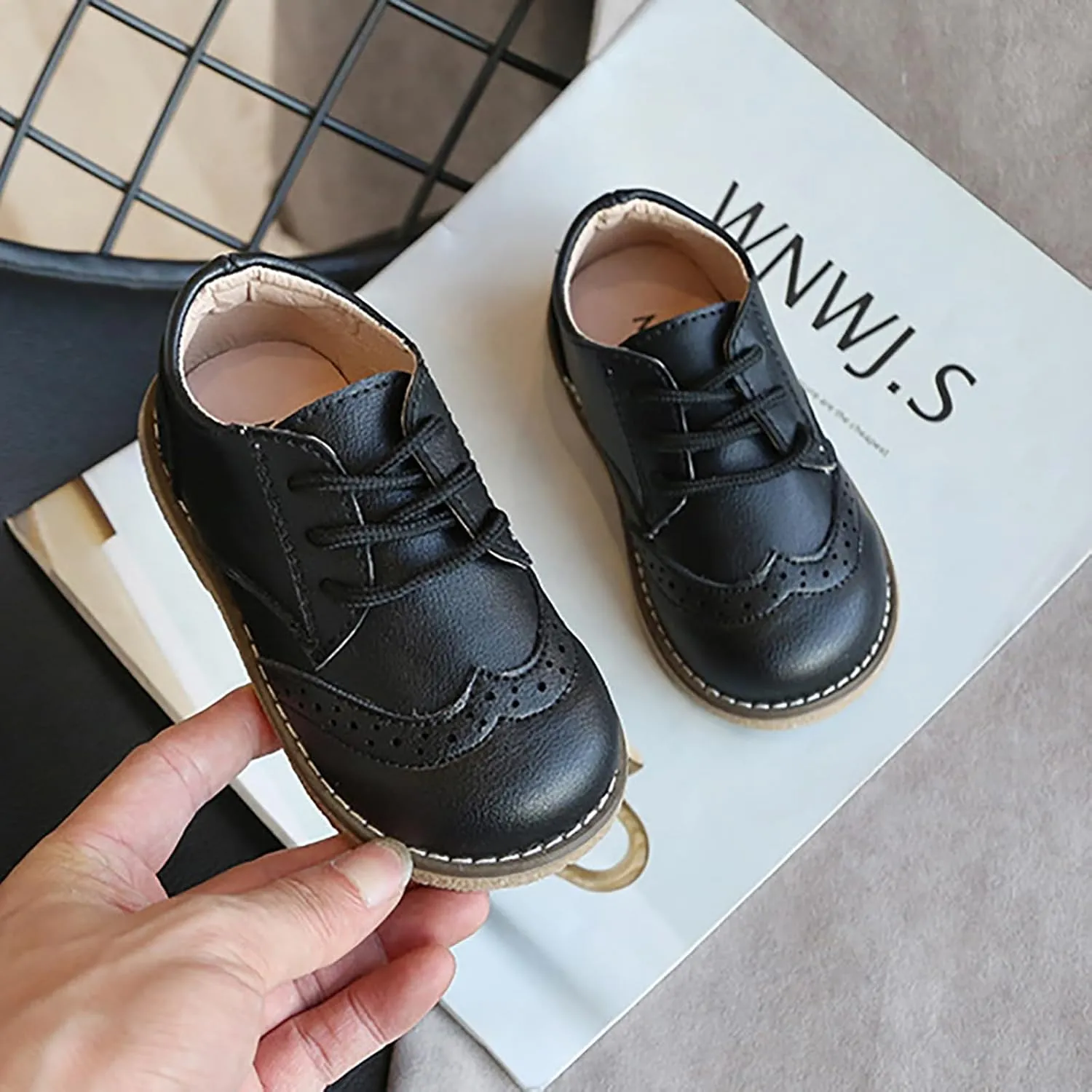 Toddler Boys Girls Dress Shoes Comfort Oxford Shoes Wedding Church Dress Shoes Lace Up Soft Leather School Uniform Loafer Flats