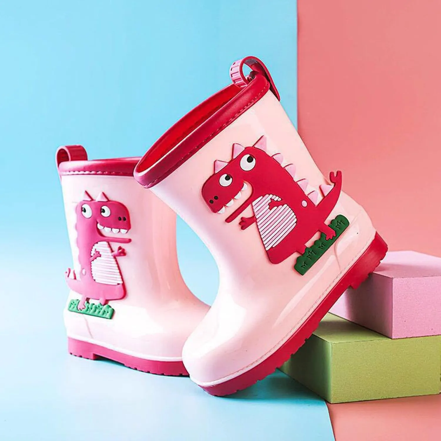 Toddler Dinosaur Rain Boots for Boys Girls Lightweight Waterproof Mud Boots Baby Kids Rain Boots Rubber Snow Boots