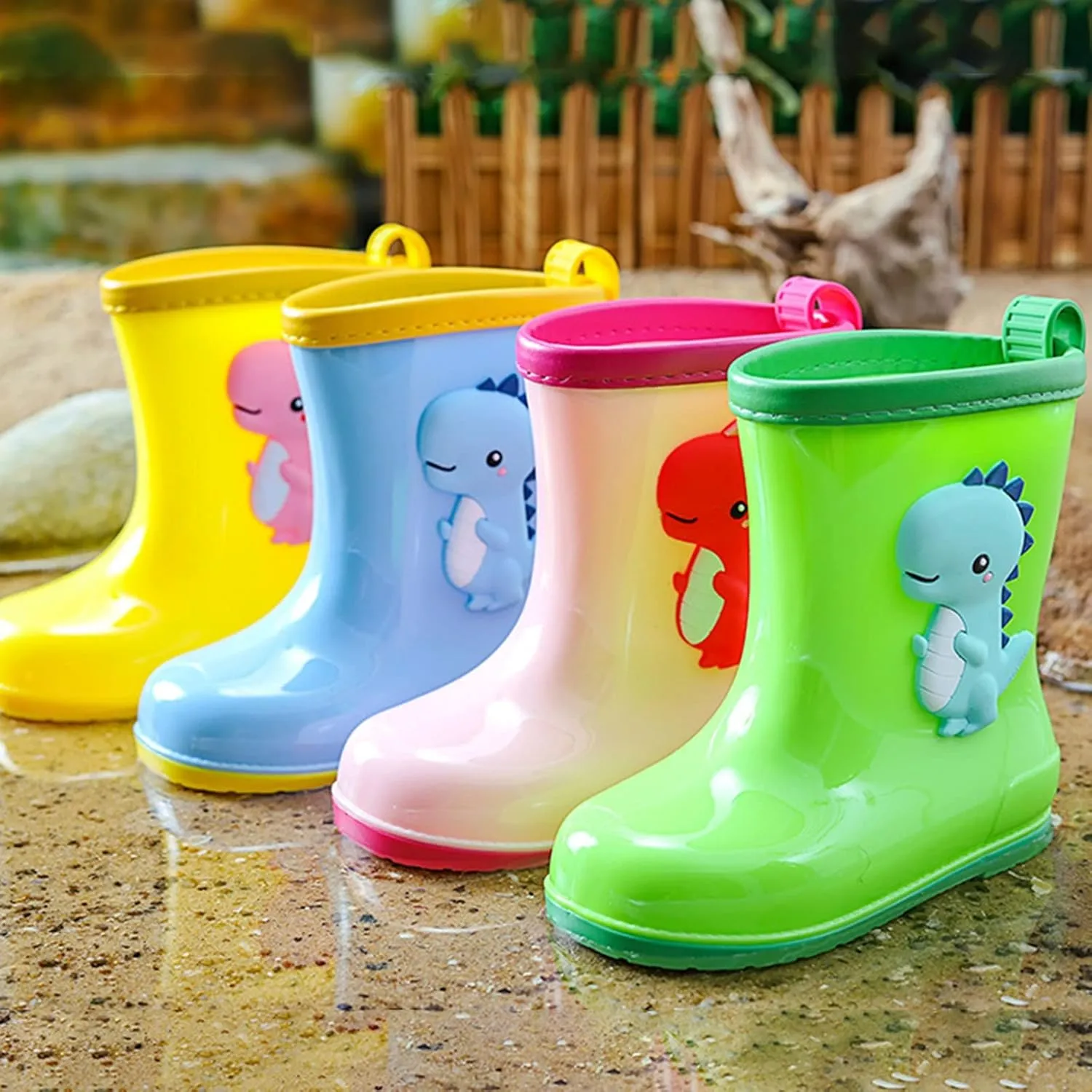 Toddler Dinosaur Rain Boots Little Boys Girls Water Boots Kids' Rainboots Rubber Waterproof Non Slip Infant Girl Shoes