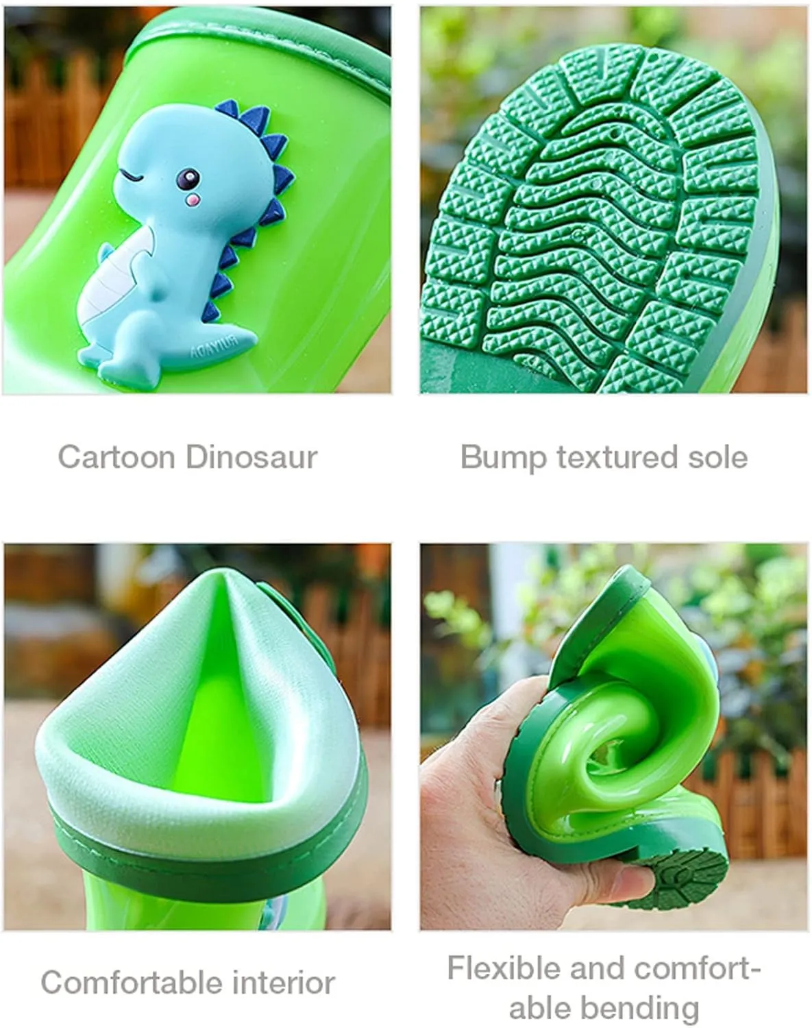 Toddler Dinosaur Rain Boots Little Boys Girls Water Boots Kids' Rainboots Rubber Waterproof Non Slip Infant Girl Shoes