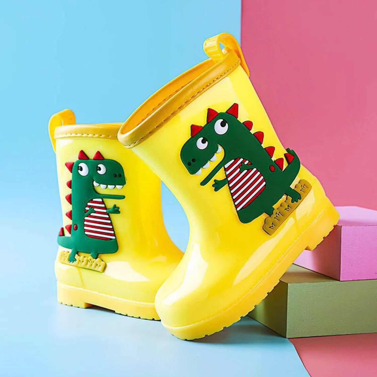 Toddler Dinosaur Rain Boots Waterproof Rubber Boots Kids Rainboots for Girls Boys Outdoor Non Slip Water Shoes