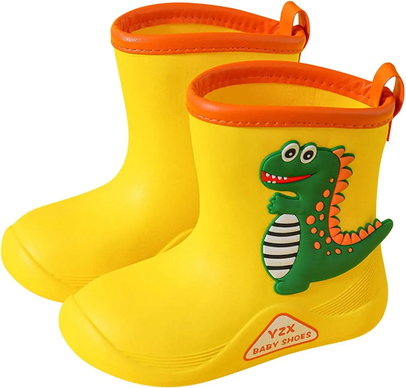 Toddler Dinosaur Rain Boots, Waterproof Rubber Kids Rain Boots for Girls Boys Unisex-Child Outdoor Toddler Furry Boots