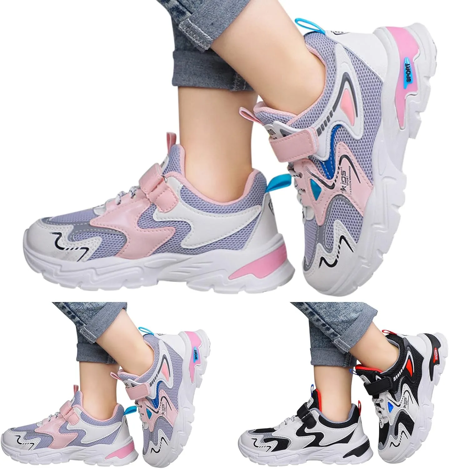Toddler Girls Sneakers Lace up Lightweight Tennis Non Slip Kids Boys Walking Running Casual Sports Shoes