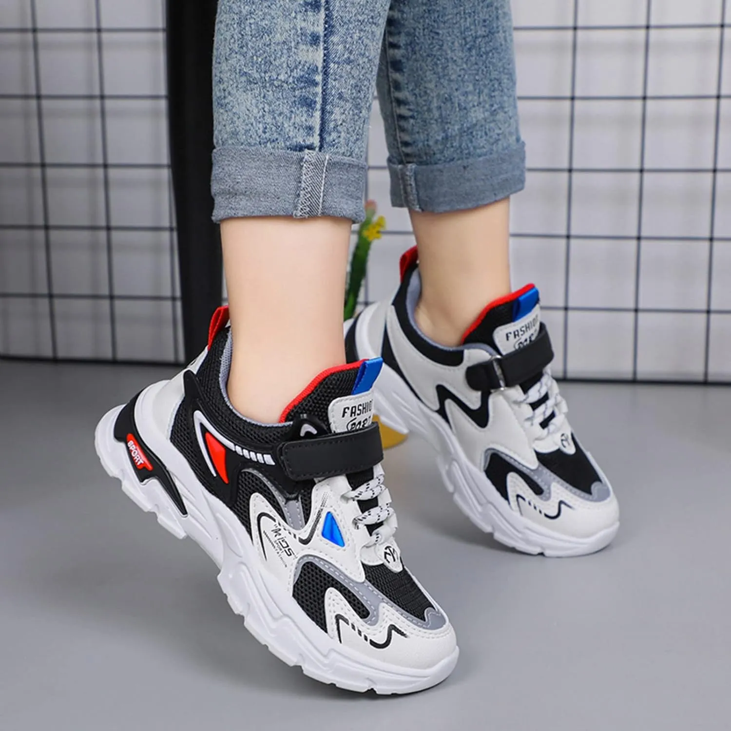 Toddler Girls Sneakers Lace up Lightweight Tennis Non Slip Kids Boys Walking Running Casual Sports Shoes