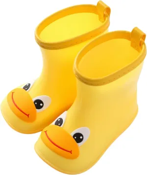 Toddler Kids Cartoon Duck Character Rain Shoes Rain Shoes Boys and Girls Water Shoes Baby Rain Boots