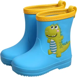 Toddler Kids Classic Rain Boots PVC Rubber Water Shoes Cartoon Dinosaur Baby Shoes Heel Booties for Winter Fashion Boot