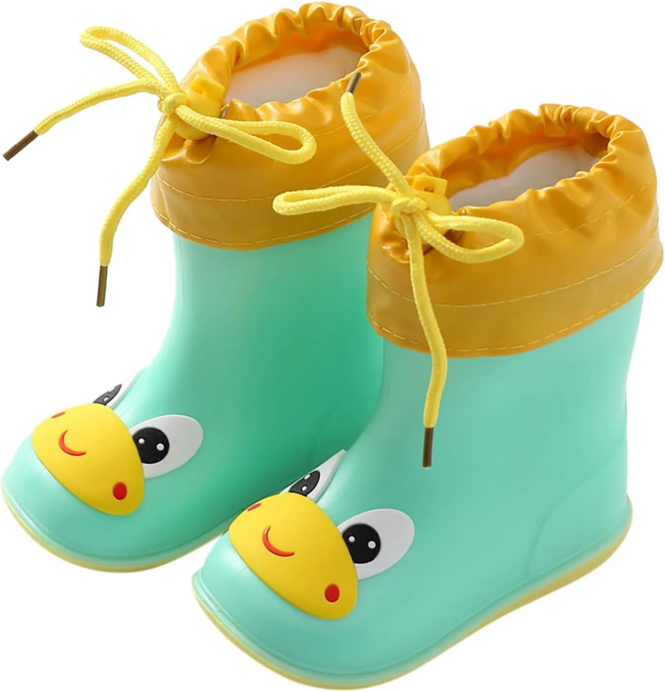 Toddler Kids Cute Duck Rain Boots Boys Girls Cartoon Reflective Solid Waterproof PVC Rubber Boots in 3D Patterns