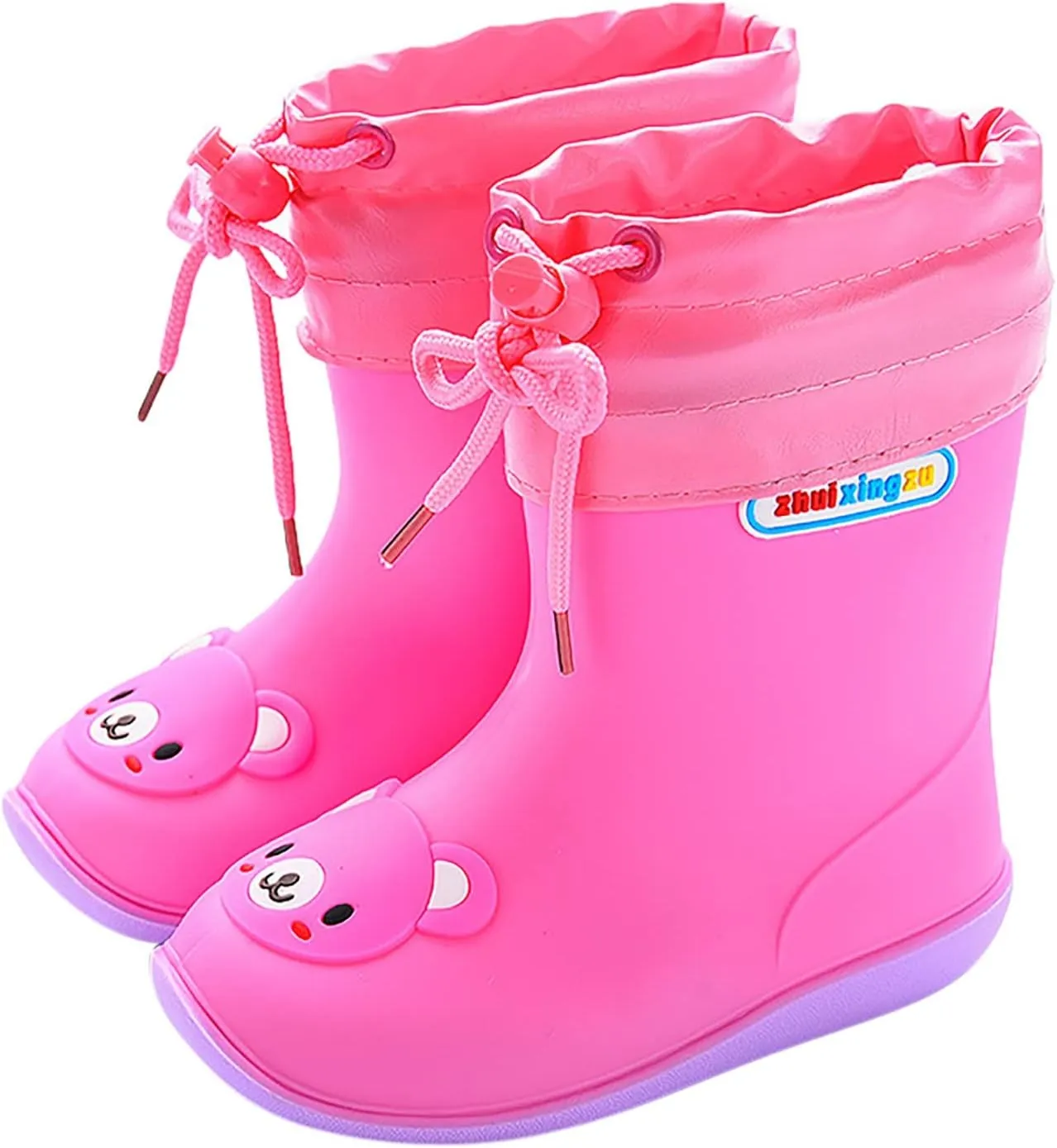 Toddler Kids Rain Boots Fashion Baby Easy On Rain Shoes Cute Cartoon Bear Print Rain Boots Girls Fancy Boots