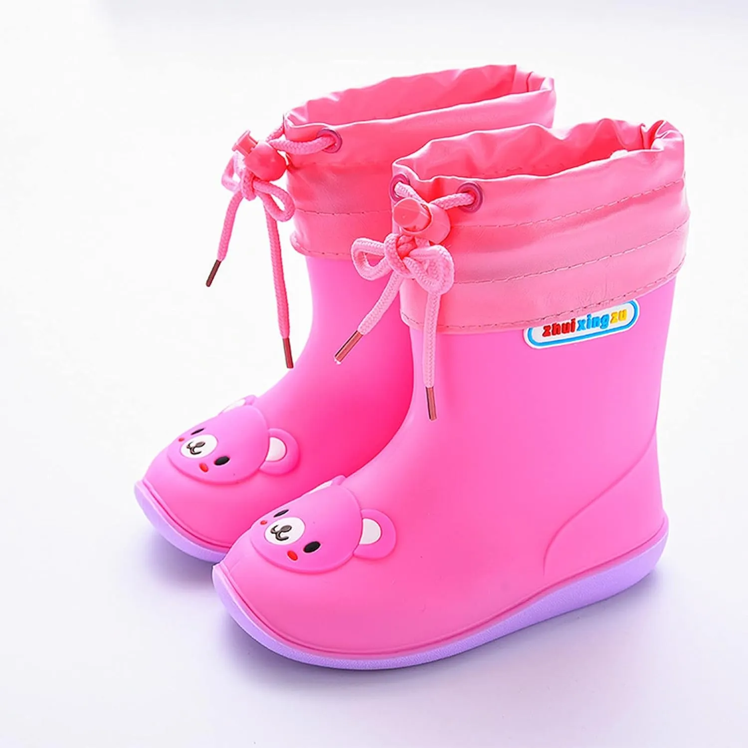 Toddler Kids Rain Boots Fashion Baby Easy On Rain Shoes Cute Cartoon Bear Print Rain Boots Girls Fancy Boots