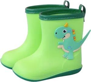 Toddler Kids Rain Boots Shoes Boys Girls Water Shoes Baby Cute Cartoon Dinosaur Print Rain Boots Infants Boys (Green, 7.5 Toddler)