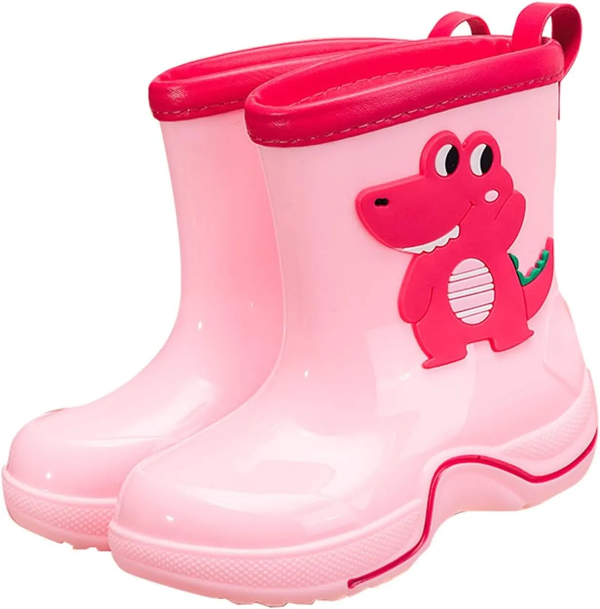 Toddler Kids Reflective Stripes Rain Boots Non Slip Waterproof Rubber Boots in 3D Patterns for Boys and Girls