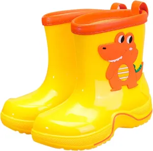 Toddler Kids Reflective Stripes Rain Boots Non Slip Waterproof Rubber Boots in 3D Patterns for Boys and Newborn Shoes
