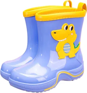 Toddler Kids Reflective Stripes Rain Boots Non Slip Waterproof Rubber Boots in 3D Patterns for Boys and Newborn Shoes