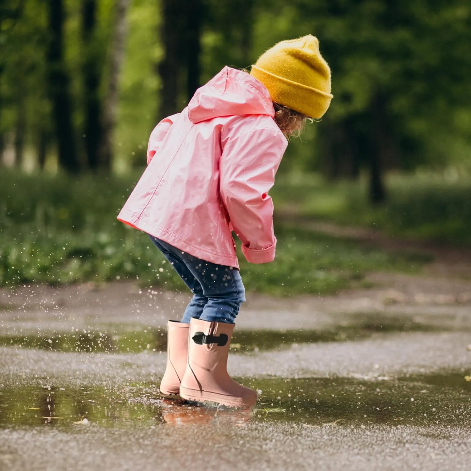 Toddler Rain Boot with Lining | Adjustable Buckle | Little Girl Rain Boots | Pink | Waterproof | Kids Rubber Boots