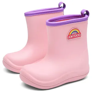 Toddler Rain Boots, Baby Rain Boots, Kids Easy-on Rain Shoes Boys Girls Rainbow Rain Boots