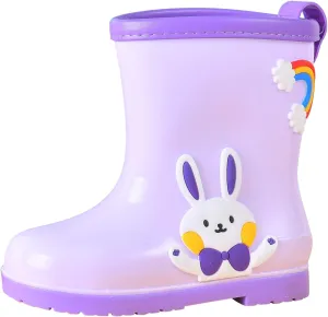 Toddler Rain Boots Baby Rain Boots Short Rain Boots for Toddler Easy-on Cute Lightweight aterproof Non Girls Heels