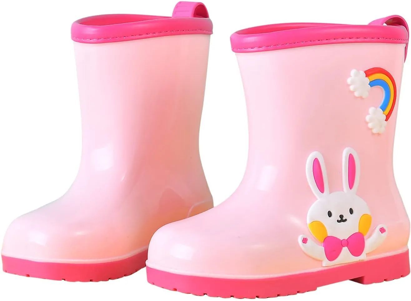 Toddler Rain Boots Baby Rain Boots Short Rain Boots for Toddler Easy-on Cute Lightweight Waterproof Non Slip Boot