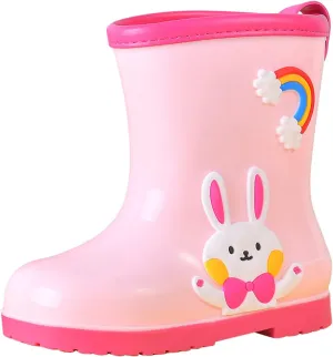 Toddler Rain Boots Baby Rain Boots Short Rain Boots for Toddler Easy-on Cute Lightweight Waterproof Non Slip Boot