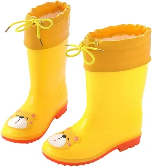 Toddler Rain Boots for Boys Girls Rubber Boots Waterproof Lightweight Unisex Child Rainboots Bear Cartoon Shoes