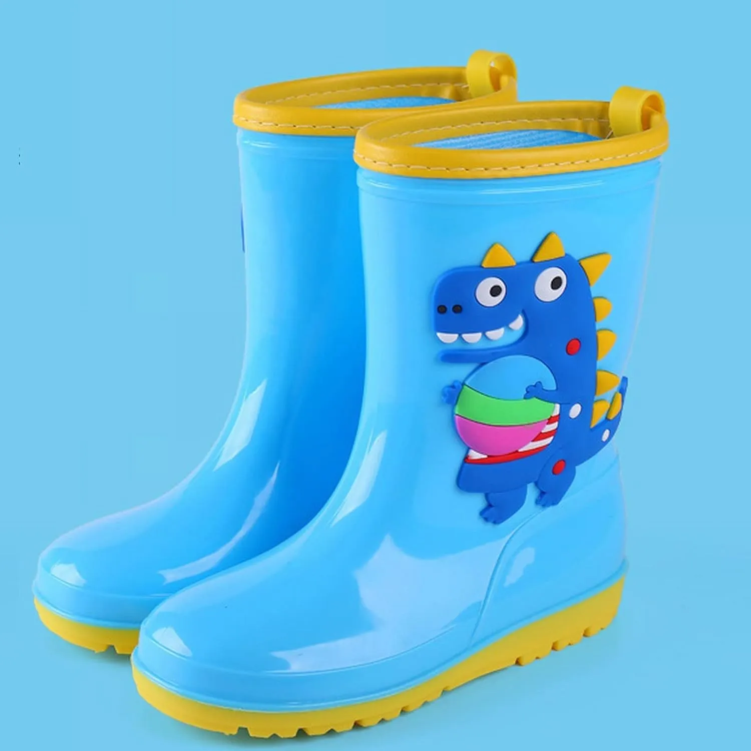 Toddler Rain Boots Waterproof Mud Boots Kids Mid Calf Water Shoes Boys Girls Rubber Rainboots Slip On Ankle Boots