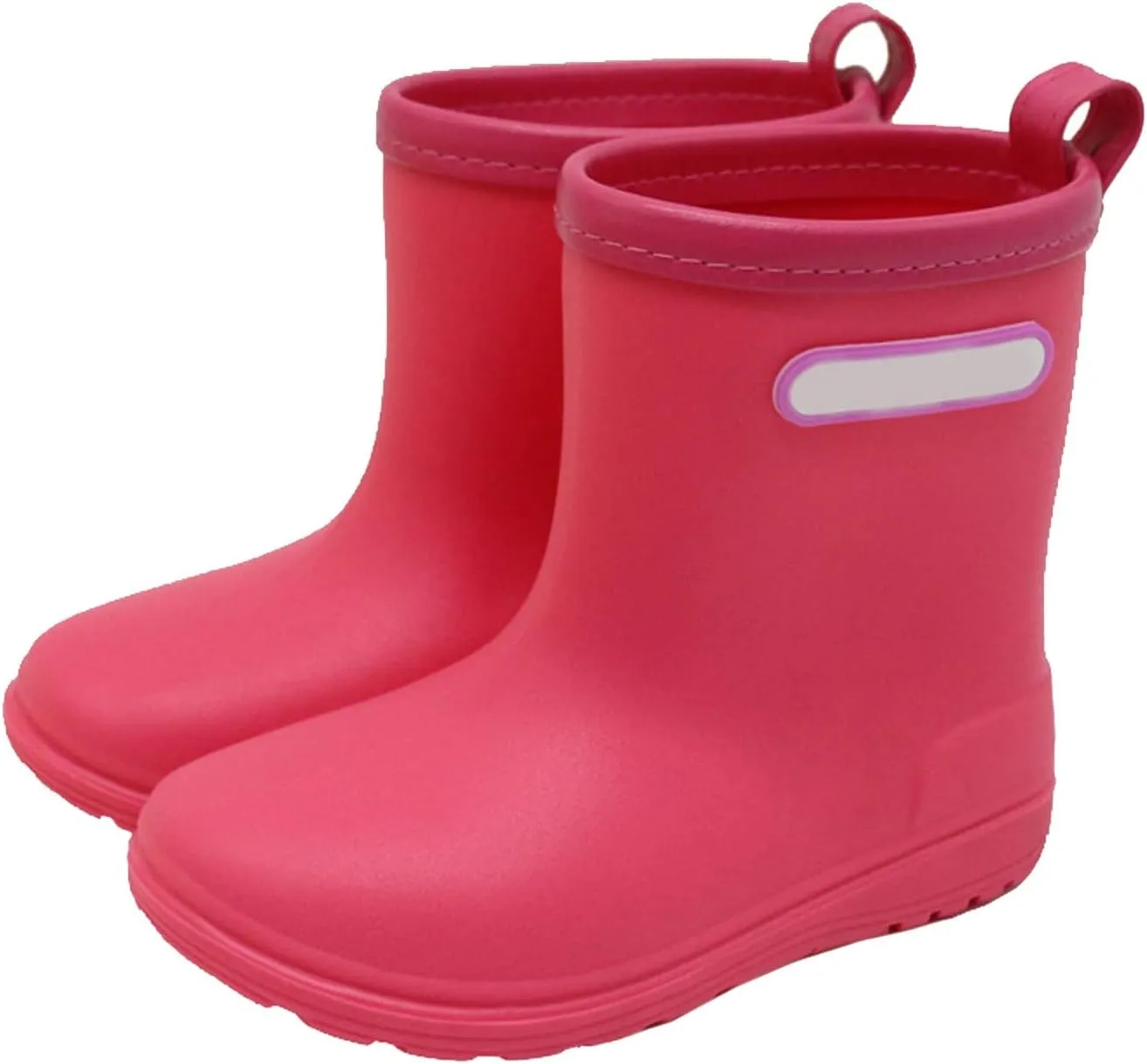 Toddler Rain Boots with Easy On Handles Boys Girls Non-Slip Lightweight Insulated Rain Shoes Kids Rubber Baby Girl Boots