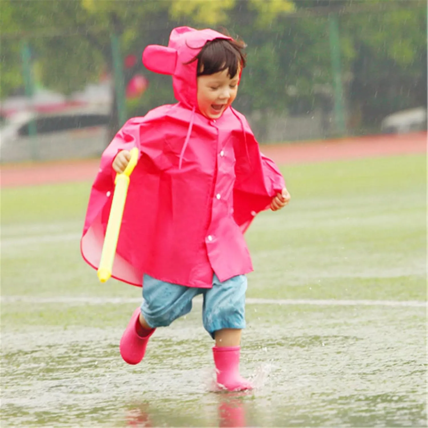 Toddler Rain Boots with Easy On Handles Boys Girls Non-Slip Lightweight Insulated Rain Shoes Kids Rubber Baby Girl Boots